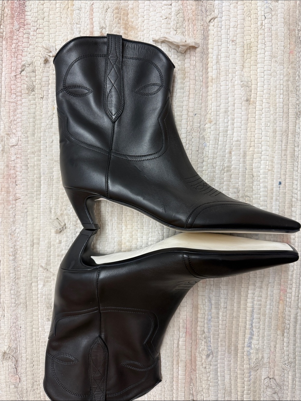 $1,280 Khaite Dallas Leather Black Boots EU 41 US 11-11.5 - Picture 9 of 11